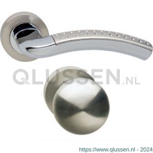 Intersteel 1688 wisselgarnituur links Sharon op rond rozet 7 mm nokken met profielcilindergat plaatje chroom-nikkel mat 0016.168812B