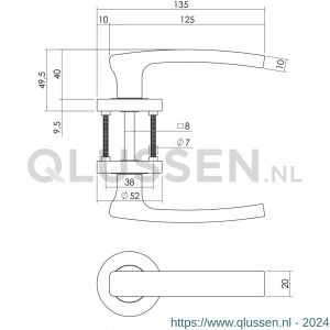 Intersteel Living 1689 deurkruk Blok op rond rozet 7 mm nokken met sleutelgat plaatje chroom-nikkel mat 0016.168903