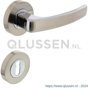 Intersteel Living 1689 deurkruk Blok op rond rozet 7 mm nokken met sleutelgat plaatje chroom-nikkel mat 0016.168903