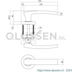 Intersteel Living 1689 deurkruk Blok op rond rozet 7 mm nokken met WC 8 mm chroom-nikkel mat 0016.168910
