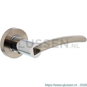 Intersteel Living 1697 gatdeel deurkruk links Sylvia op rond rozet 7 mm nokken chroom-nikkel mat 0016.169702B