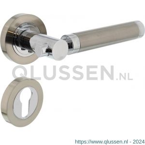 Intersteel Living 1698 deurkruk Birgit op rond rozet 7 mm nokken met profielcilindergat plaatje chroom-nikkel mat 0016.169805