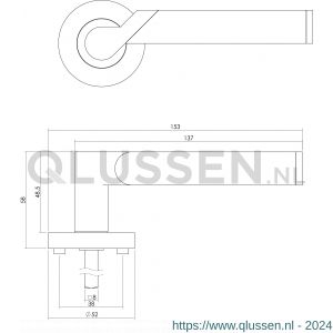 Intersteel Living 1701 deurkruk Casper op rond rozet 7 mm nokken met WC 8 mm chroom-nikkel mat 0016.170110
