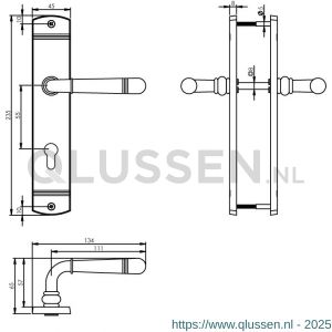 Intersteel Living 1705 deurkruk 1705 Emily op langschild profielcilindergat 55 mm chroom 0016.170529