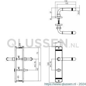 Intersteel 1705 deurkruk 1705 Emily op langschild WC 78/8 mm chroom 0016.170569