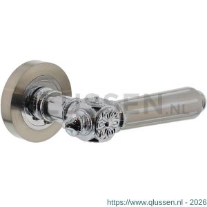 Intersteel Living 1716 gatdeel deurkruk links Julietta op rond rozet 7 mm nokken chroom-nikkel mat 0016.171602B