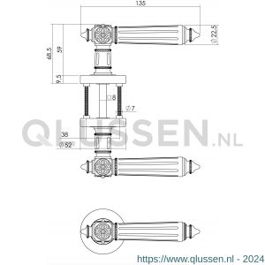 Intersteel Living 1716 deurkruk Julietta op rond rozet 7 mm nokken met sleutelgat plaatje chroom-nikkel mat 0016.171603