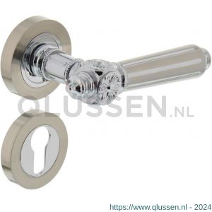 Intersteel Living 1716 deurkruk Julietta op rond rozet 7 mm nokken met profielcilindergat plaatje chroom-nikkel mat 0016.171605