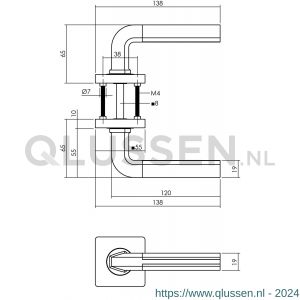 Intersteel Living 1718 deurkruk Amber op vierkante rozet 7 mm nokken chroom-nikkel mat 0016.171802