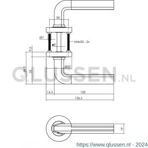 Intersteel Living 1719 deurkruk Bas op rond rozet 7 mm nokken chroom-nikkel mat 0016.171902