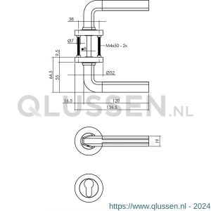 Intersteel Living 1719 deurkruk Bas op rond rozet 7 mm nokken met PC chroom-nikkel mat 0016.171905