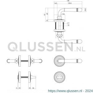 Intersteel Living 1725 deurkruk Emily op rond rozet 7 mm nokken met WC 8 mm chroom 0016.172510