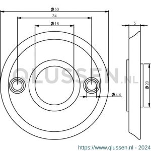 Intersteel 3173 rozet diameter 50x5 mm messing verchroomd 0016.317304