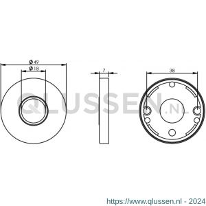 Intersteel 3186 rozet kunststof verdekt diameter 49x7 mm messing verchroomd 0016.318604