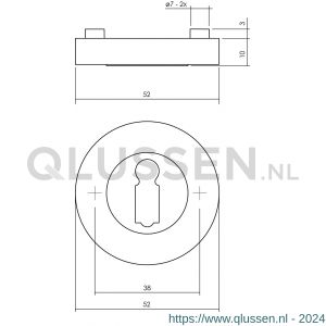 Intersteel Living 3476 sleutelplaatje verdekt met nokken diameter 52x10 mm zamak chroom-nikkel mat 0016.347616
