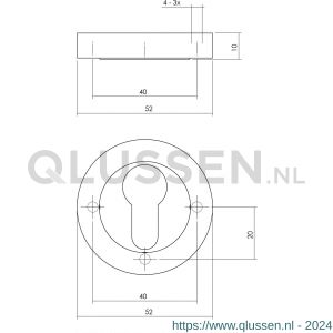 Intersteel Living 3476 profielcilinderplaatje verdekt met nokken diameter 52x10 mm zamak chroom-nikkel mat 0016.347617
