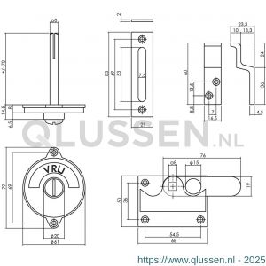 Intersteel Living 3701 WC-overslag vlak met tekst vrij-bezet chroom 0016.370105