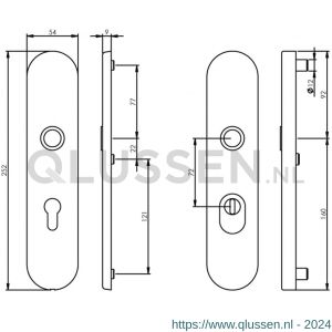 Intersteel 3821 SKG3 veiligheids schilden doorgaand profielcilindergat 72 mm met kerntrek beveiliging chroom 0016.382136