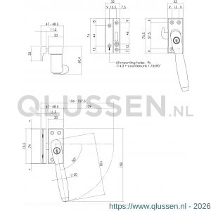Intersteel Living 6616 SKG1 afsluitbare raamsluiting rechts Ton 400 chroom-ebbenhout compleet 0016.661652A