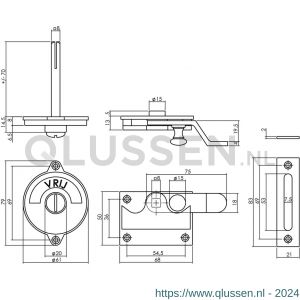 Intersteel Living 3700 WC-overslag met bocht en tekst vrij-bezet nikkel 0018.370005