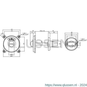 Intersteel Living 3702 WC-sluiting Degeorge met 8 mm stift en tekst vrij-bezet nikkel 0018.370201