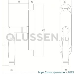 Intersteel Living 5620 kruk-espagnolet links Ton 222 nikkel-ebbenhout 0018.562060B