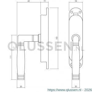 Intersteel Living 5620 set kruk-espagnolet rechts Ton 222 inclusief stangenset 2x 1250 mm nikkel-ebbenhout 0018.562062A
