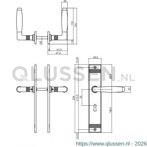 Intersteel Living 0238 deurkruk Ton basic met schild groef 235x43x5 mm sleutelgat 56 mm mat nikkel 0019.023824