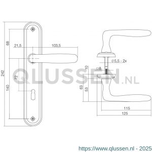 Intersteel Living 1692 deurkruk Bjorn op langschild sleutelgat 72 mm nikkel mat 0019.169226