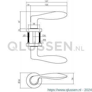 Intersteel Living 1695 deurkruk 1695 George op rond rozet 7 mm nokken nikkel mat 0019.169502