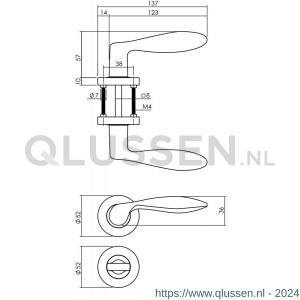 Intersteel Living 1695 deurkruk 1695 George op rond rozet 7 mm nokken met WC 8 mm nikkel mat 0019.169510