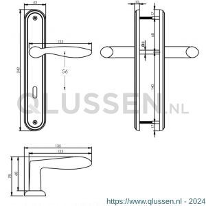 Intersteel Living 1695 deurkruk George op langschild sleutelgat 56 mm nikkel mat 0019.169524