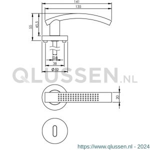 Intersteel Living 1696 deurkruk 1696 William op rond rozet 7 mm nokken met sleutelgat plaatje nikkel mat 0019.169603