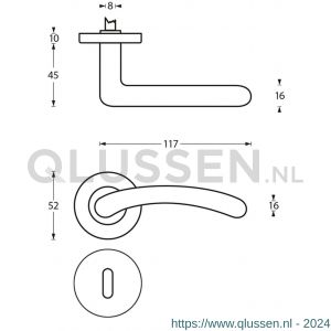 Intersteel Living 1699 deurkruk 1699 Marieke op rond rozet 7 mm nokken met sleutelgat plaatje nikkel mat 0019.169903