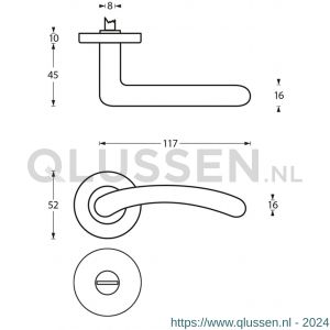 Intersteel Living 1699 deurkruk 1699 Marieke op rond rozet 7 mm nokken met WC 8 mm nikkel mat 0019.169910