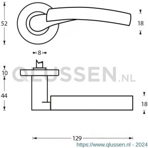 Intersteel Living 1700 deurkruk 1700 Bryan op rond rozet 7 mm nokken chroom-nikkel mat 0019.170002