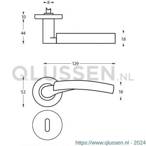 Intersteel Living 1700 deurkruk 1700 Bryan op rond rozet 7 mm nokken met sleutelgat plaatje chroom-nikkel mat 0019.170003