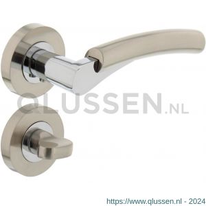 Intersteel Living 1700 deurkruk 1700 Bryan op rond rozet 7 mm nokken met WC 8 mm chroom-nikkel mat 0019.170010