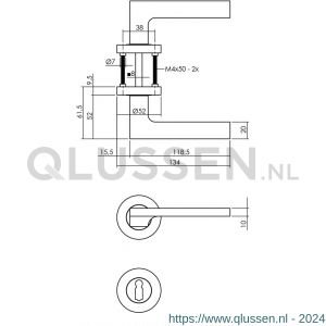 Intersteel Living 1705 deurkruk 1705 Ben op rond rozet 7 mm nokken met sleutelgat plaatje chroom-nikkel mat 0019.170503