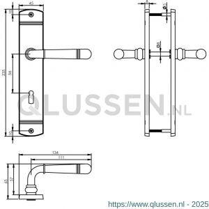 Intersteel Living 1705 deurkruk Emily op langschild met sleutelgat 56 mm nikkel mat 0019.170524