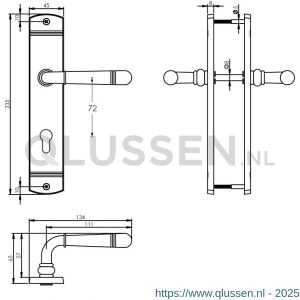 Intersteel Living 1705 deurkruk Emily op langschild profielcilinder 72 mm nikkel mat 0019.170536