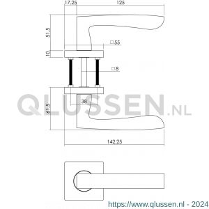 Intersteel Living 1714 deurkruk 1714 Dean op vierkant rozet 7 mm nokken chroom-nikkel mat 0019.171402