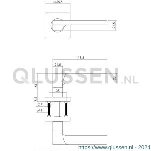 Intersteel Living 1715 deurkruk 1715 Ben op vierkant rozet 7 mm nokken chroom-nikkel mat 0019.171502