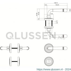 Intersteel Living 1725 deurkruk 1725 Emily op rond rozet 7 mm nokken met sleutelgat plaatje chroom nikkel mat 0019.172503