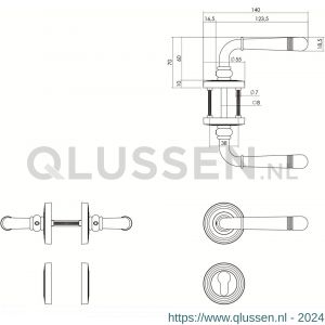 Intersteel Living 1725 deurkruk 1725 Emily op rond rozet 7 mm nokken met profielcilindergat plaatje chroom nikkel mat 0019.172505