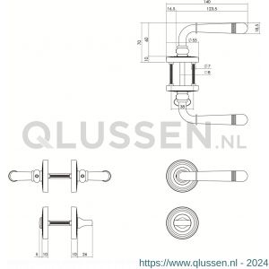 Intersteel Living 1725 deurkruk 1725 Emily op rond rozet 7 mm nokken met WC 8 mm chroom nikkel mat 0019.172510