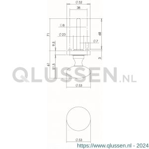 Intersteel Living 2126 knop op rozet NM vast gemonteerd met ril nikkel mat 0019.212601
