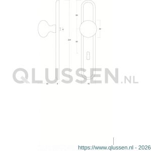 Intersteel Living 2126 knop 212624 rond vast op langschild sleutelgat 56 mm met stift M10/8x89 mm nikkel mat 0019.212624