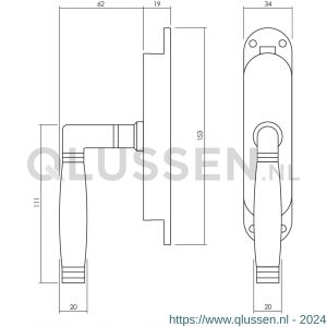 Intersteel Living 5620 set kruk-espagnolet rechts Ton 222 inclusief stangenset 2x 1250 mm nikkel mat-ebbenhout 0019.562062A