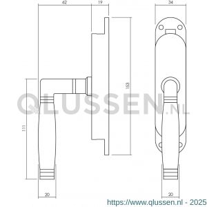 Intersteel Living 5620 set kruk-espagnolet links Ton 222 inclusief stangenset 2x 1250 mm nikkel mat-ebbenhout 0019.562062B